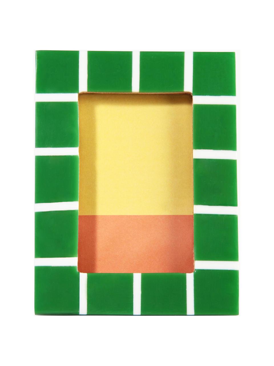 Cornice fotografica mini Check, Cornice: materiale sintetico, Verde, Larg. 8 x Alt. 11 cm