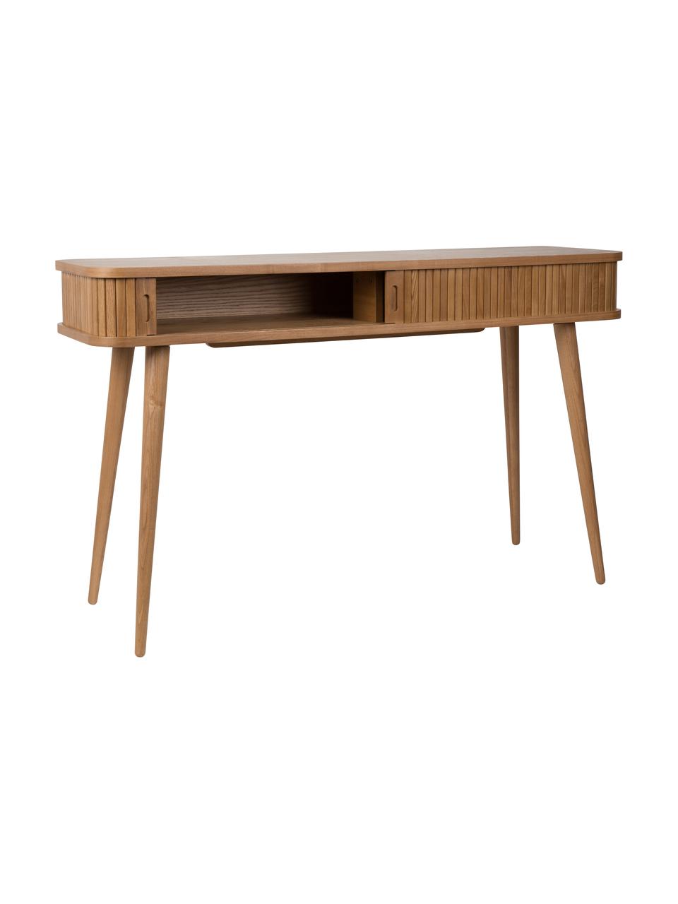 Consolle in legno con vano portaoggetti e frontale scanalato Barbier, Legno di frassino, Larg. 120 x Prof. 35 cm