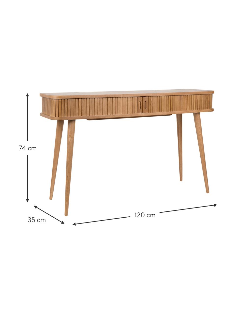 Holz-Konsole Barbier mit Stauraum und geriffelter Front, Korpus: Mitteldichte Holzfaserpla, Eschenholz, B 120 x T 35 cm