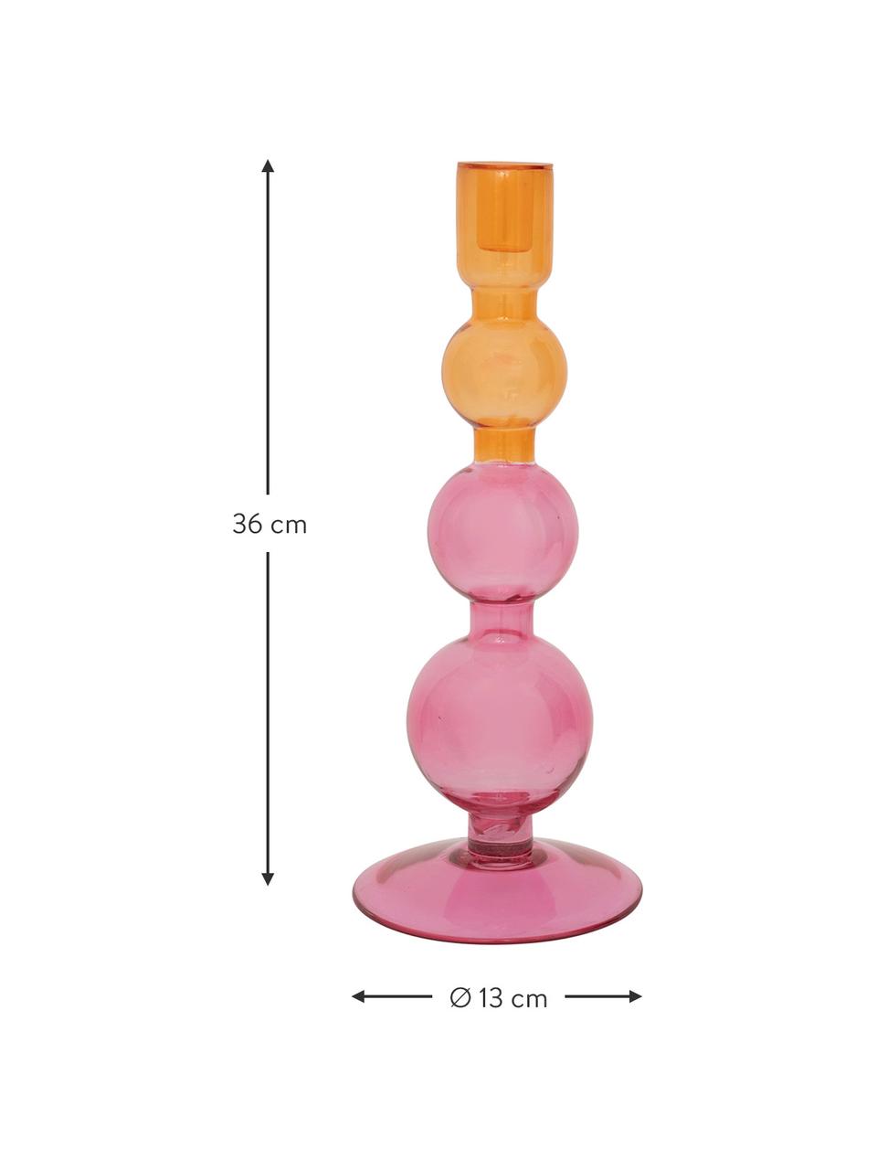 Svícen Bulb, Recyklované sklo, Růžová, oranžová, Ø 13 cm, V 36 cm