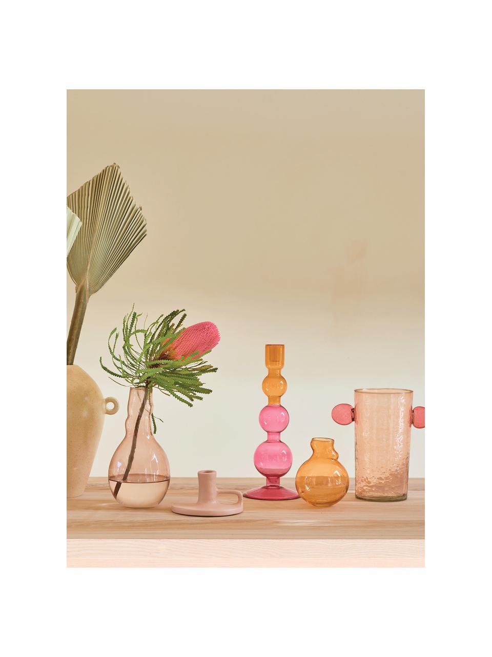 Świecznik Bulb, Szkło z recyklingu, Blady różowy, pomarańczowy, Ø 13 x W 36 cm
