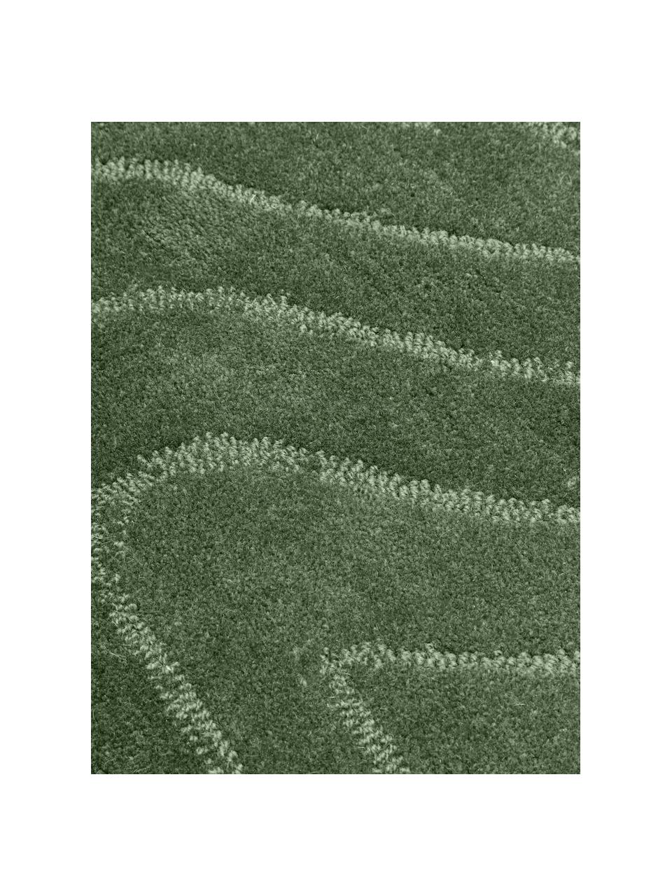 Tappeto in lana fatto a mano Aaron, Retro: 100% cotone Nel caso dei , Verde scuro, Larg. 80 x Lung. 150 cm (taglia XS)