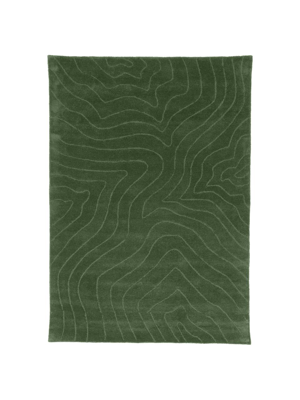 Ręcznie tuftowany dywan z wełny Aaron, Ciemny zielony, S 160 x D 230 cm (Rozmiar M)