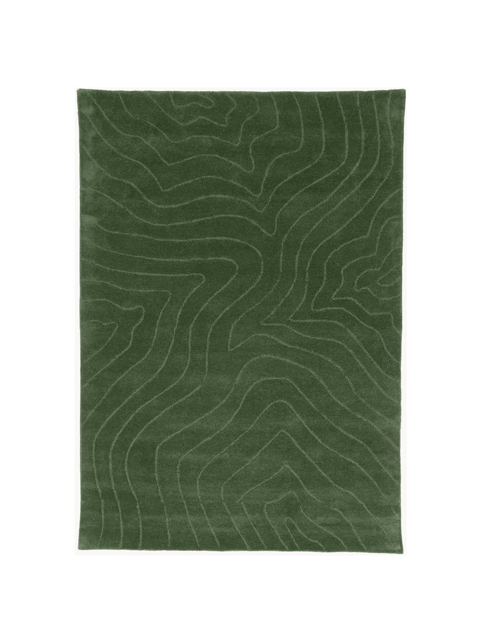 Ručne tuftovaný vlnený koberec Aaron, Tmavozelená, Š 80 x D 150 cm (veľkosť XS)