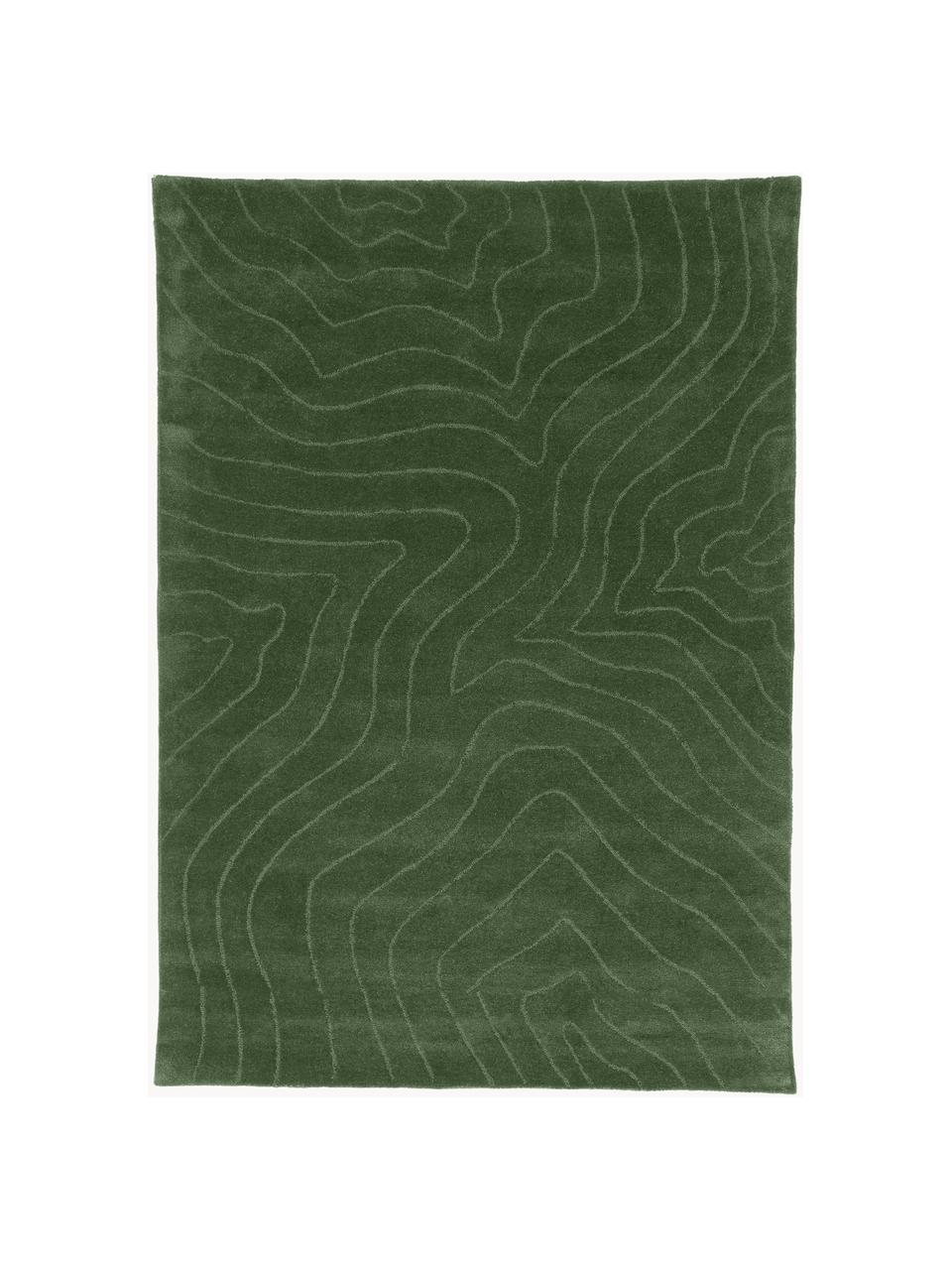 Tappeto in lana fatto a mano Aaron, Retro: 100% cotone Nel caso dei , Verde scuro, Larg. 80 x Lung. 150 cm (taglia XS)