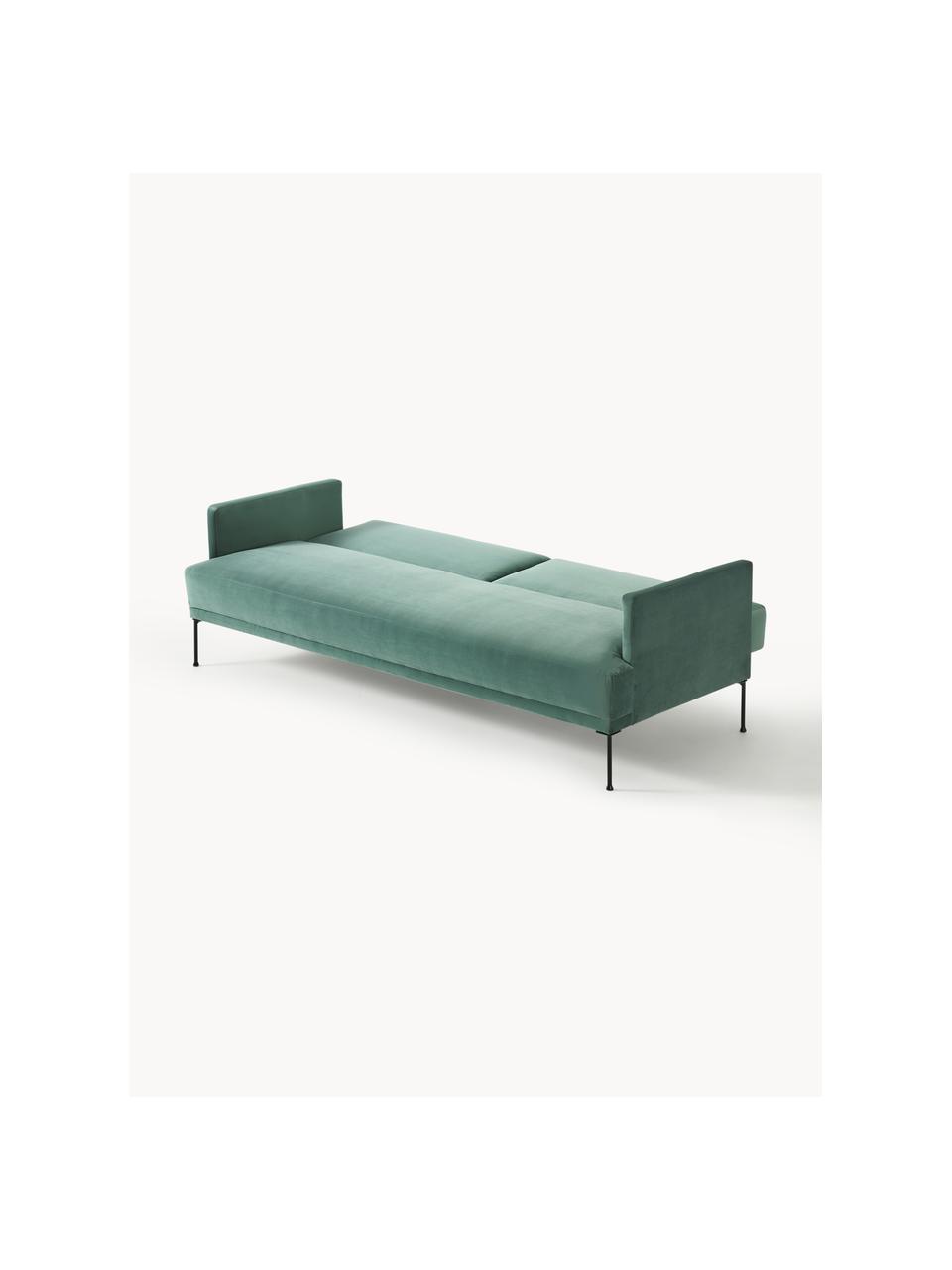 Samt-Schlafsofa Fluente (3-Sitzer), Bezug: Samt (Hochwertiger Polyes, Gestell: Massives Kiefernholz, Samt Petrol, B 220 x T 88 cm