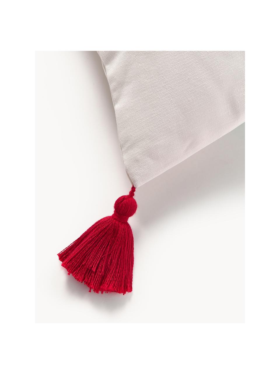 Housse de coussin en coton au design Sled de Kera Till, Blanc cassé, rouge, multicolore, larg. 30 x long. 70 cm