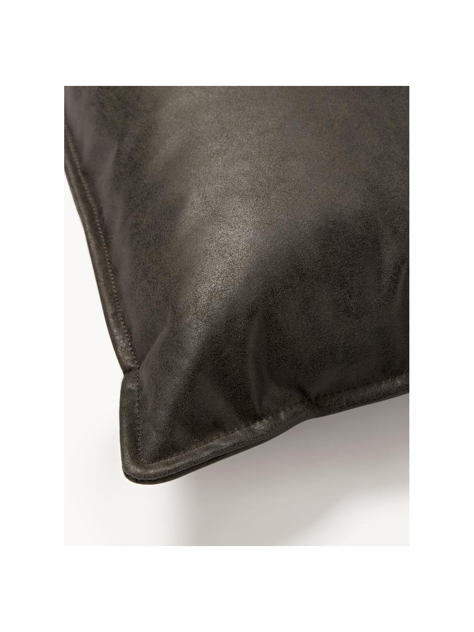 Coussin canapé en cuir recyclé Lennon, Cuir taupe, larg. 50 x long. 80 cm