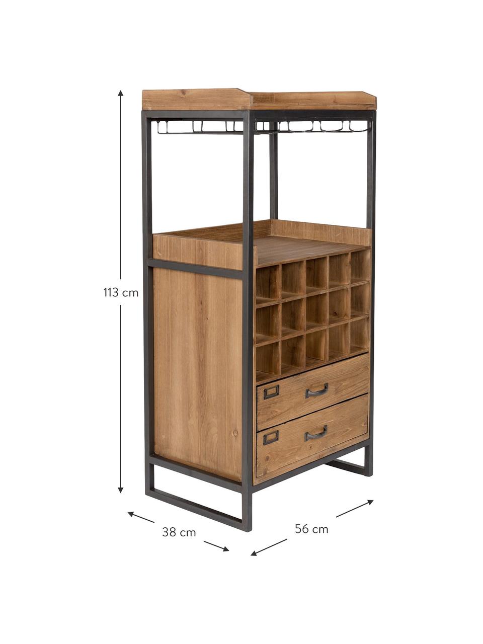 Portabottiglie per 15 bottiglie dal design industriale Edgar, Struttura: metallo verniciato a polv, Marrone, Larg. 56 x Alt. 113 cm