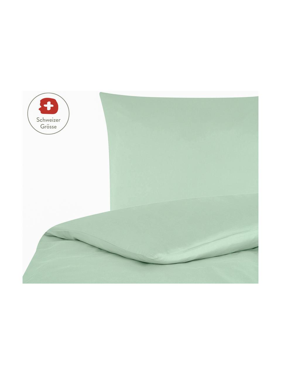 Baumwollsatin-Bettdeckenbezug Comfort in Salbeigrün, Webart: Satin, leicht glänzend Fa, Salbeigrün, B 200 x L 210 cm