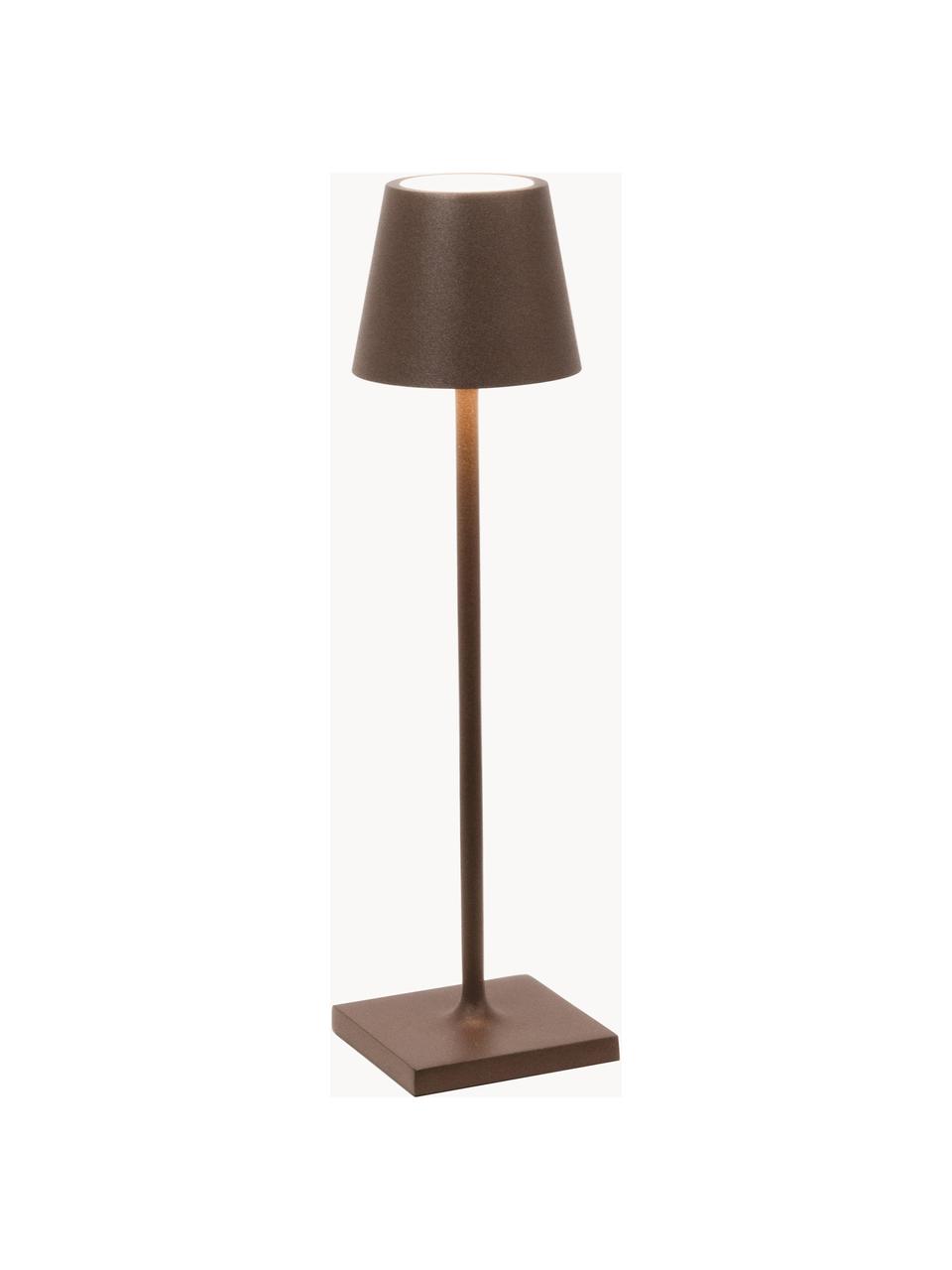 Lampa stołowa LED z funkcją przyciemniania Poldina, Ciemny brązowy, matowy, Ø 7 x W 27 cm