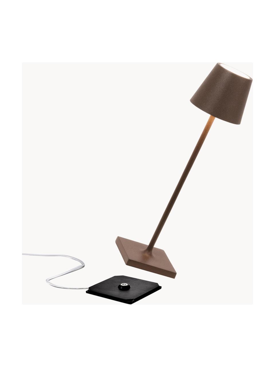 Lampa stołowa LED z funkcją przyciemniania Poldina, Ciemny brązowy, matowy, Ø 7 x W 27 cm