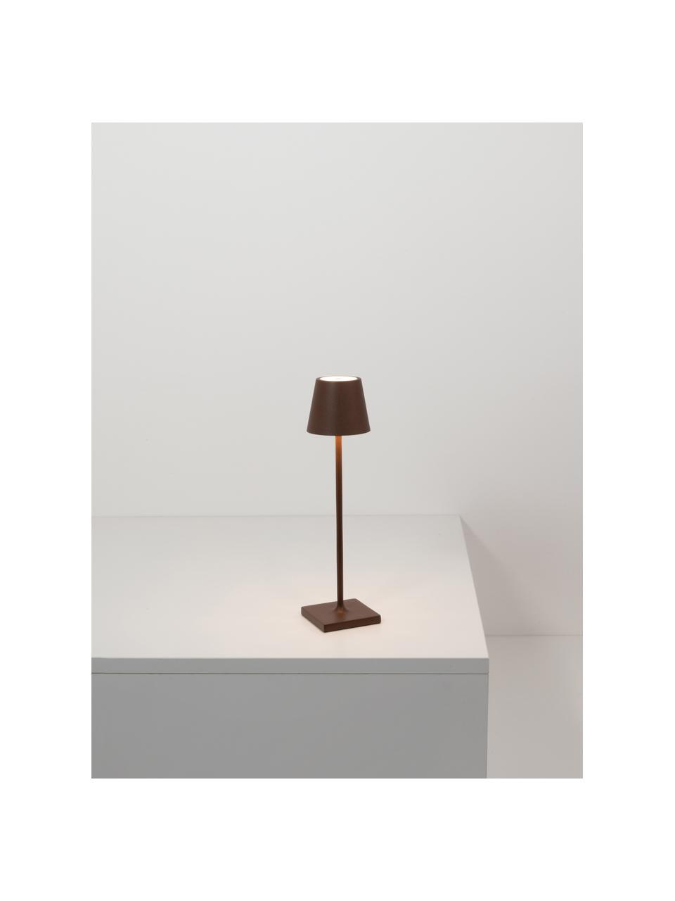 Lampa stołowa LED z funkcją przyciemniania Poldina, Ciemny brązowy, matowy, Ø 7 x W 27 cm