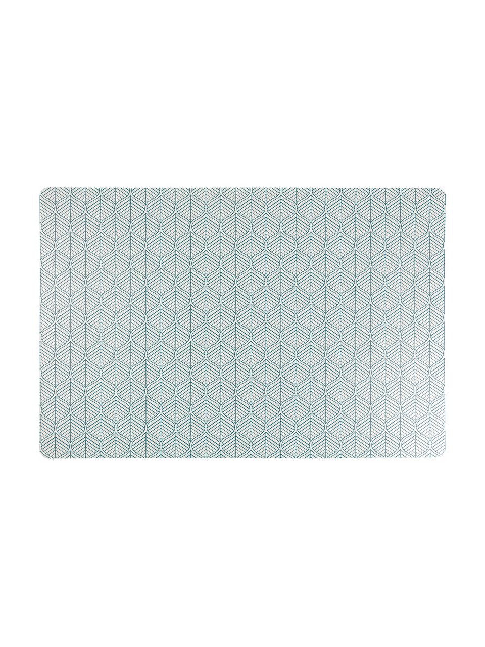 Set 6 tovagliette americane Bali Leaf, Materiale sintetico PVC, Blu, bianco, Larg. 30 x Lung. 45 cm