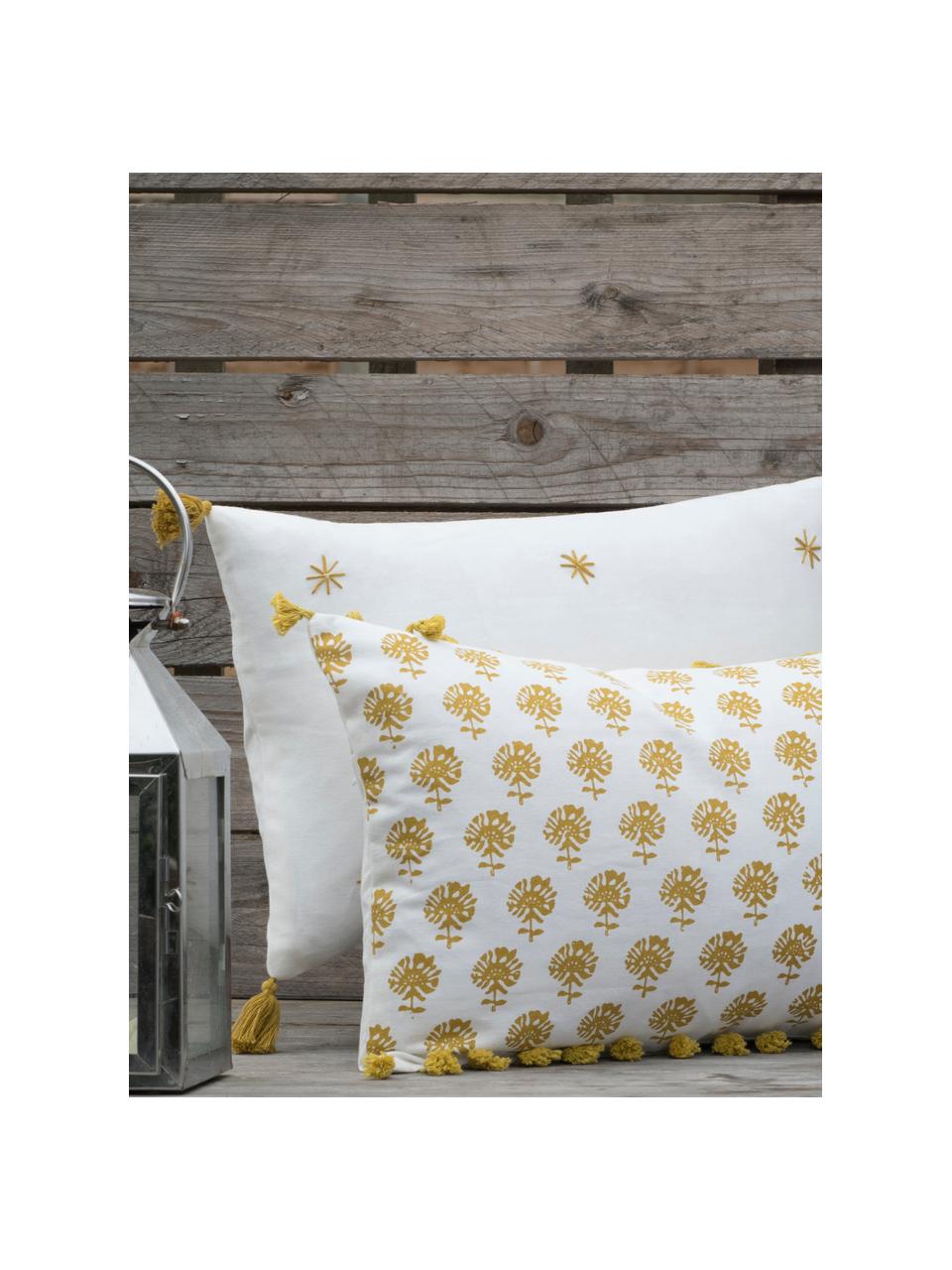 Poszewka na poduszkę z chwostami Poesy, 100% bawełna, Biały, żółty, S 30 x D 50 cm