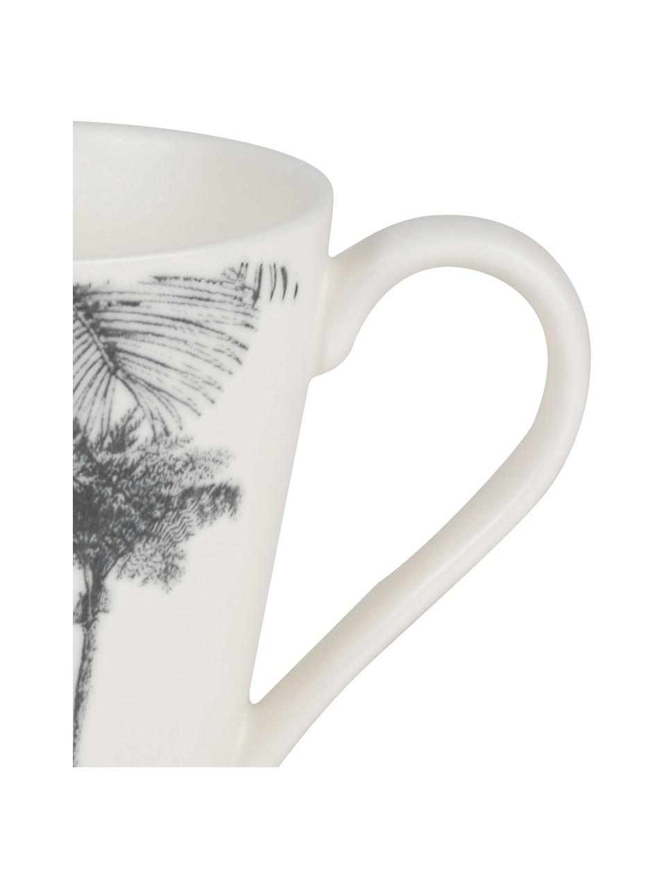 Tazas de café Papaye, 4 uds., Porcelana, Blanco, negro, Ø 10 x Al 11 cm