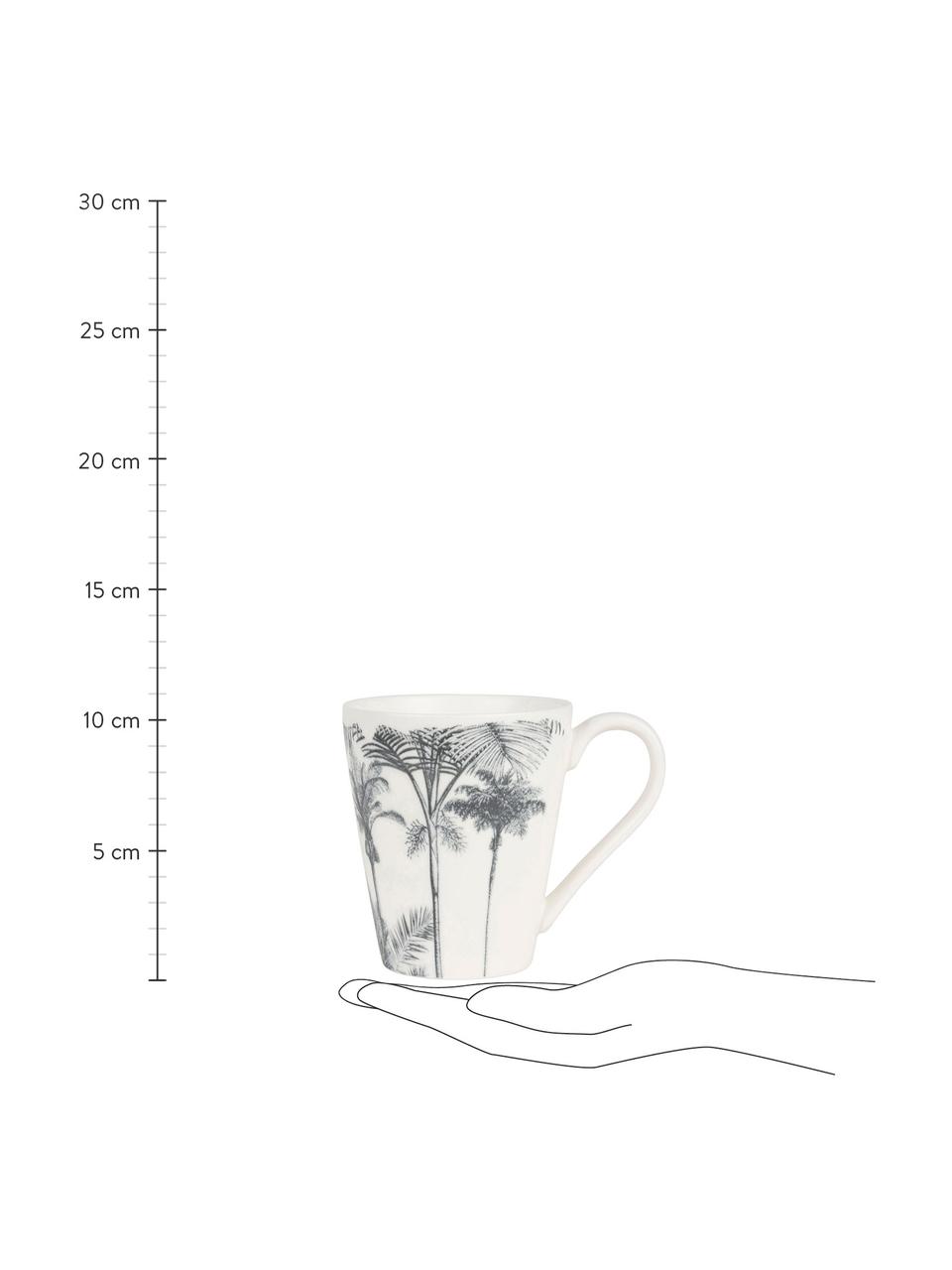 Tazas de café Papaye, 4 uds., Porcelana, Blanco, negro, Ø 10 x Al 11 cm
