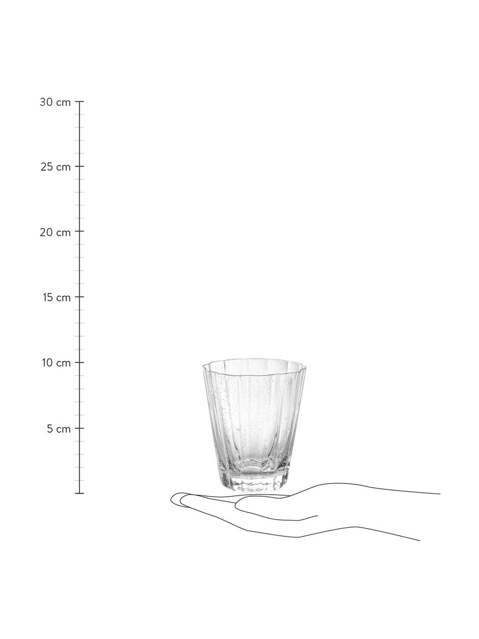 Vasos soplados artesanalmente con relives Scallop Glasses, 4 uds., Vidrio soplado artesanalmente, Transparente, Ø 8 x Al 10 cm