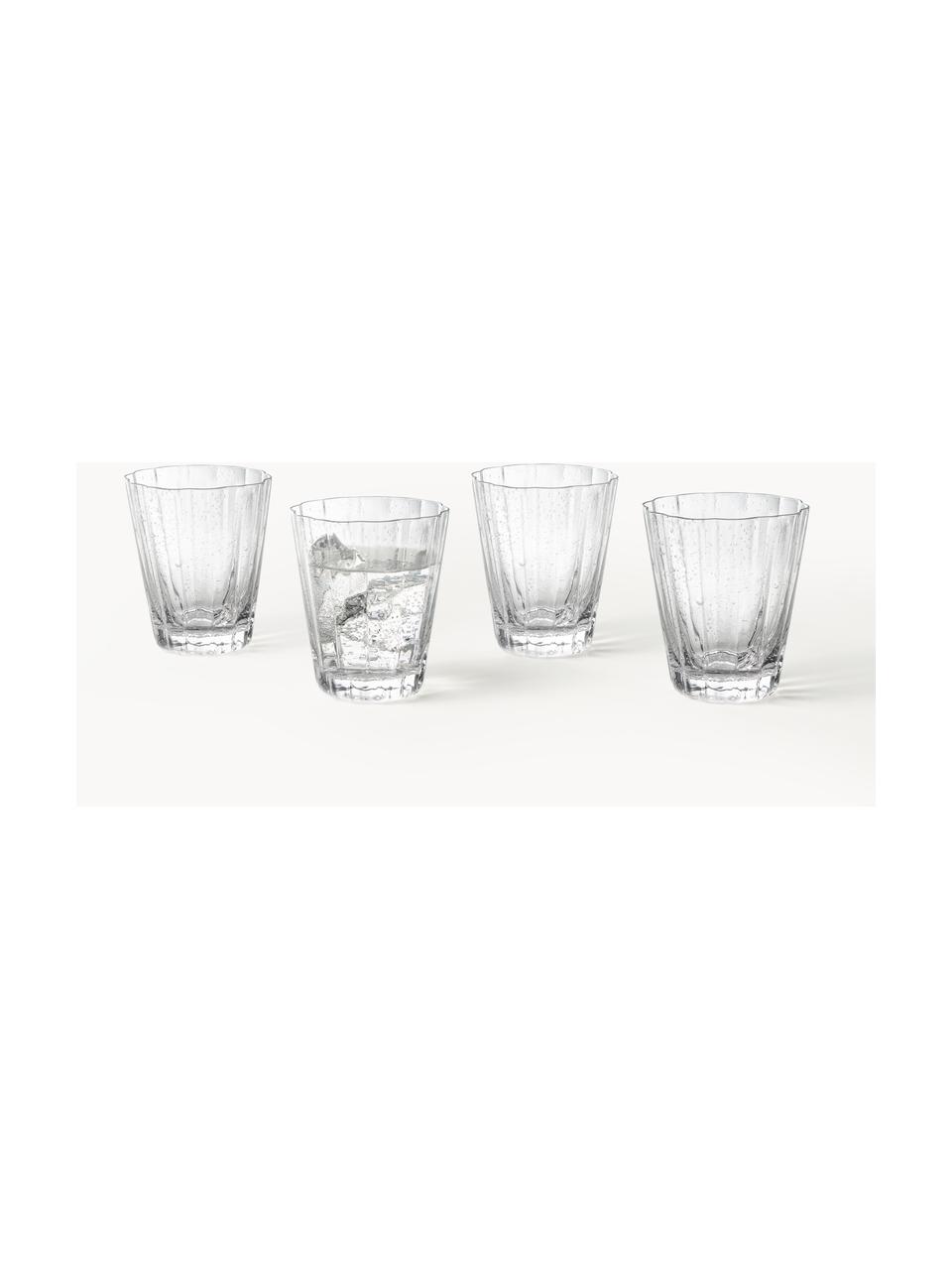 Vasos soplados artesanalmente con relives Scallop Glasses, 4 uds., Vidrio soplado artesanalmente, Transparente, Ø 8 x Al 10 cm, 230 ml