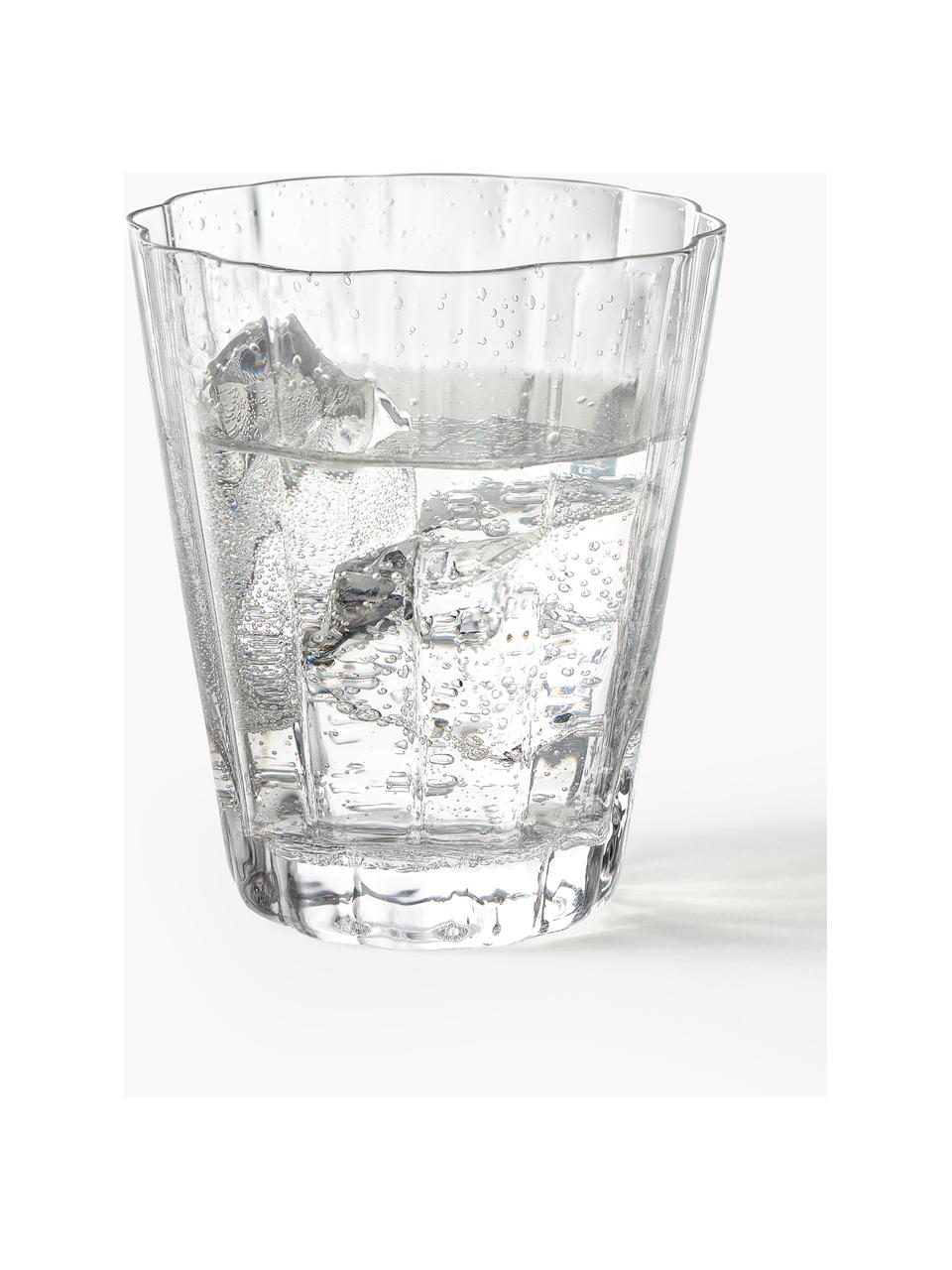 Mondgeblazen waterglazen Scallop Glasses met groefstructuur, 4 stuks, Mondgeblazen glas, Transparant, Ø 8 x H 10 cm, 230 ml