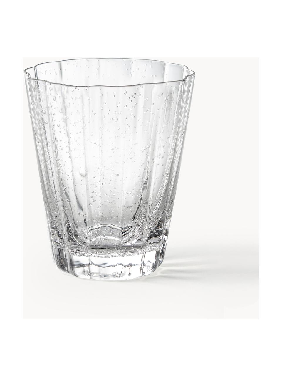 Mundgeblasene Wassergläser Scallop Glasses mit Rillenstruktur, 4 Stück, Glas, mundgeblasen, Transparent, Ø 8 x H 10 cm, 230 ml