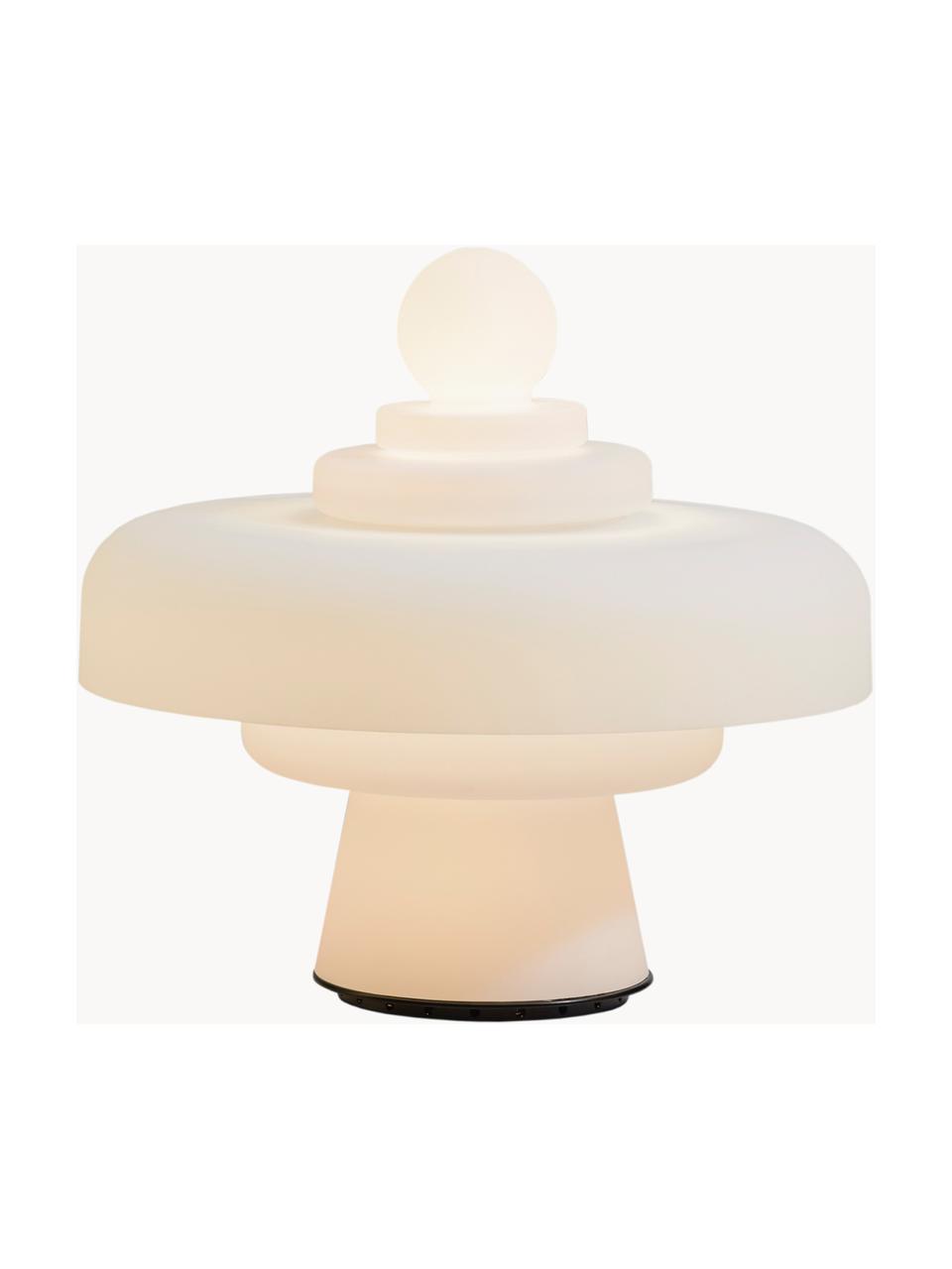 Lámpara de mesa artesanal LED Regina, Pantalla: vidrio, Estructura: vidrio, metal recubierto, Cable: plástico, Blanco, Ø 49 x Al 45 cm