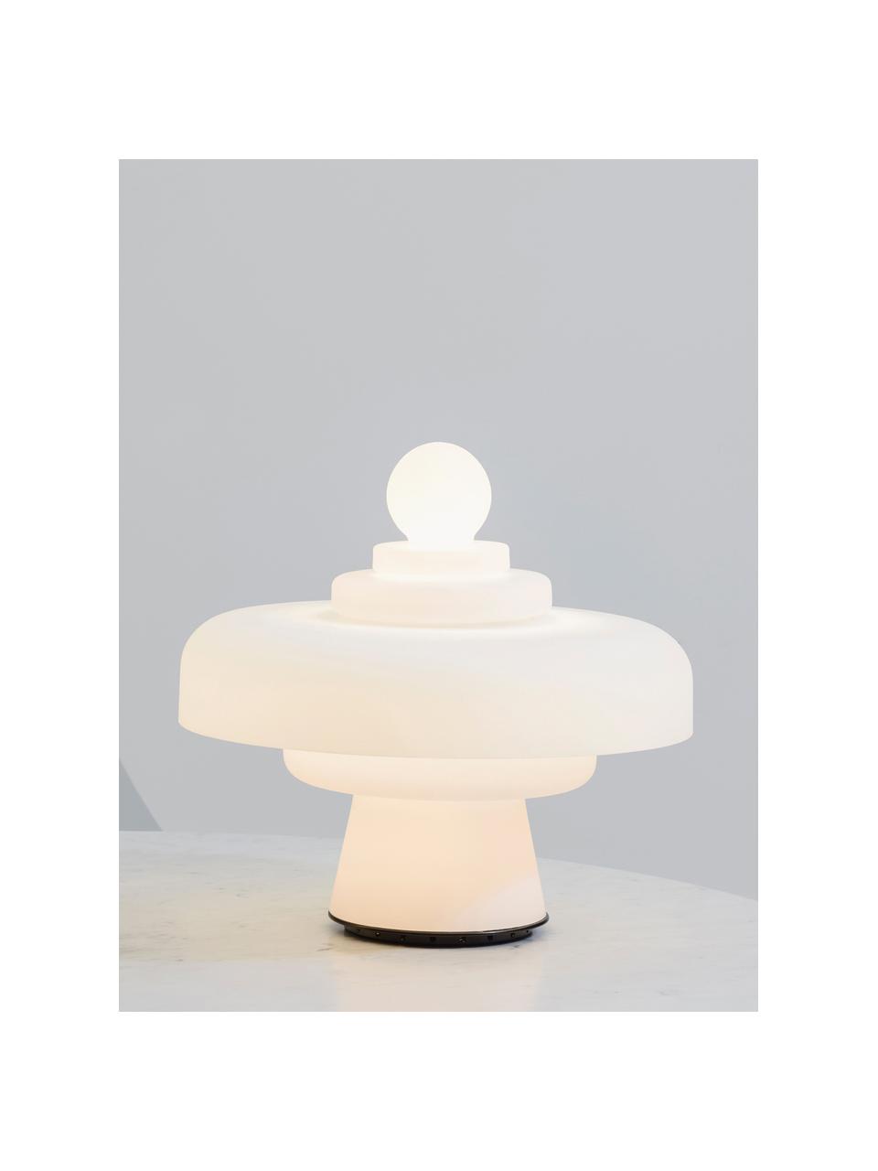 Handgefertigte LED-Tischlampe Regina, Lampenschirm: Glas, Weiss, Ø 49 x H 45 cm