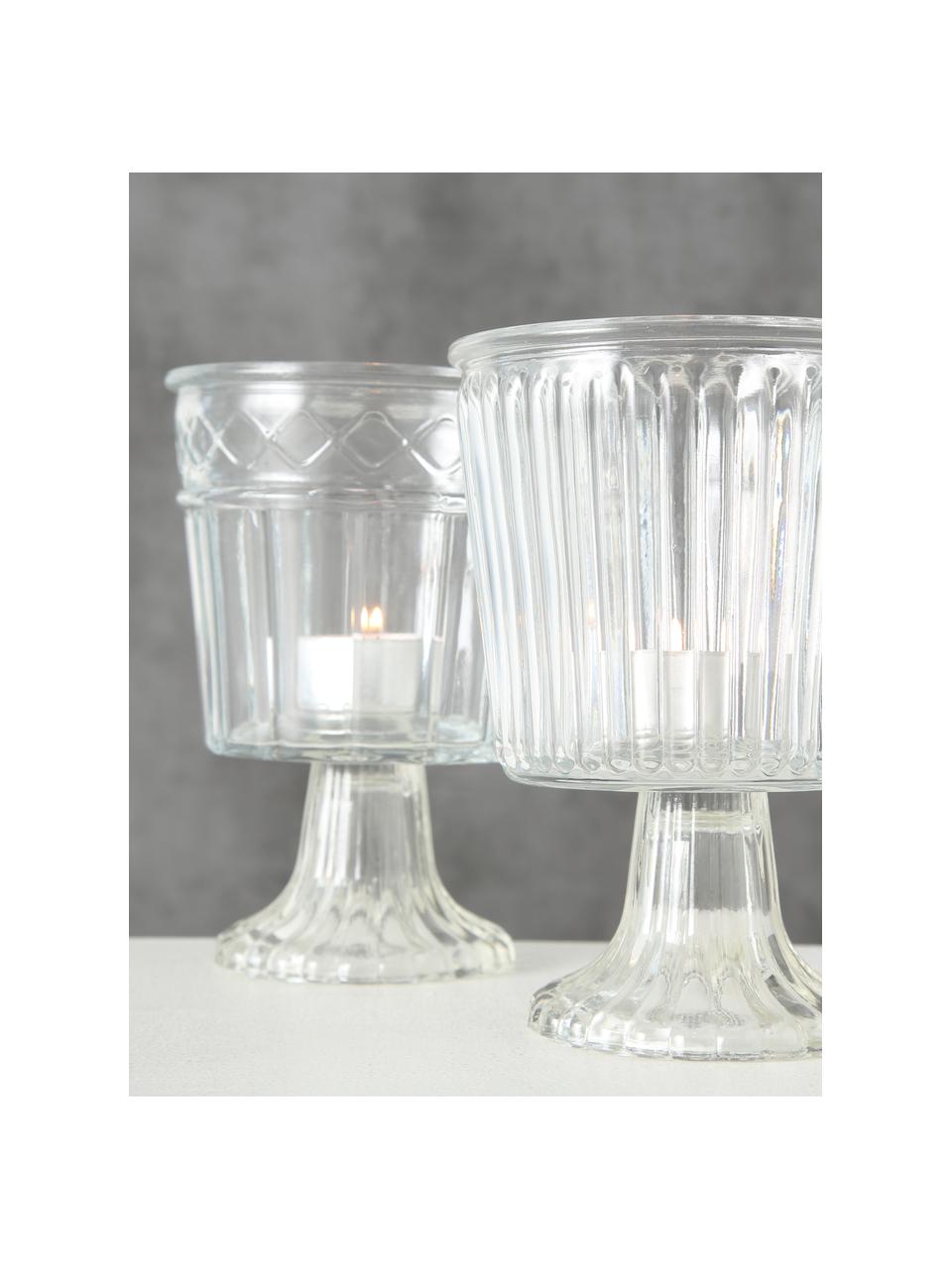 Windlichtenset Romance, 2-delig, Glas, Transparant, Ø 11 cm