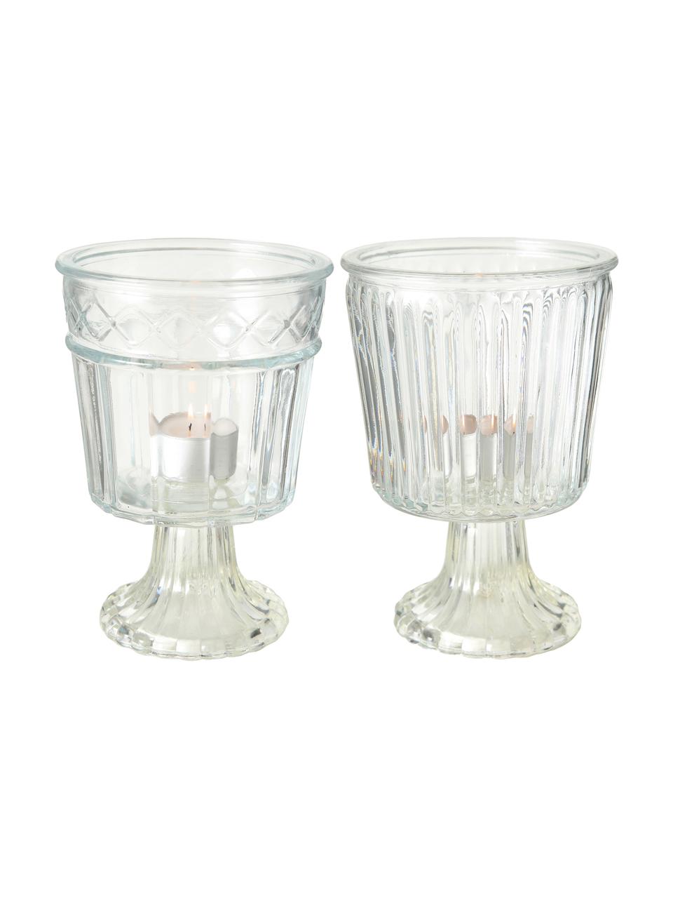 Teelichthalter-Set Romance, 2-tlg., Glas, Transparent, Ø 11 cm