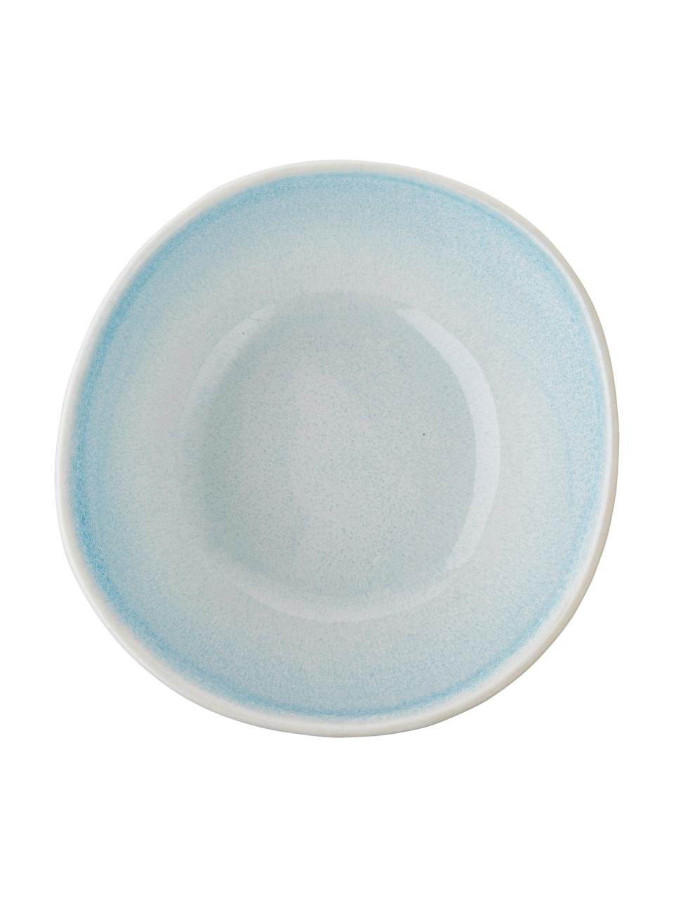 Boles artesanales Amalia, 2 uds., Cerámica, Azul claro, blanco crema, Ø 14 x Al 7 cm