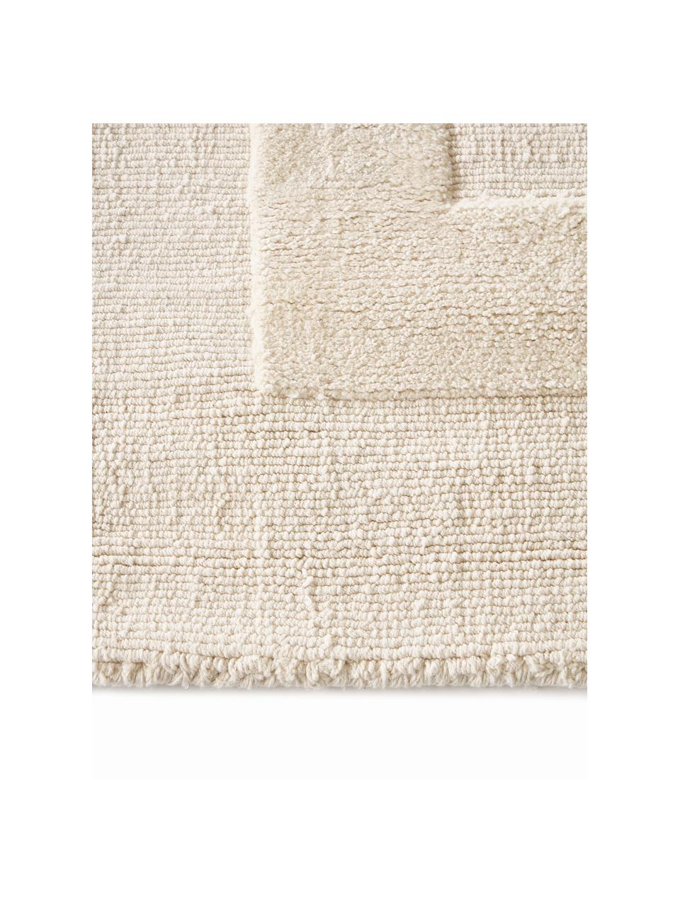 Tappeto in cotone tessuto a mano con motivo a rilievo Dania, 100% cotone, Bianco crema, Larg. 200 x Lung. 300 cm (taglia L)