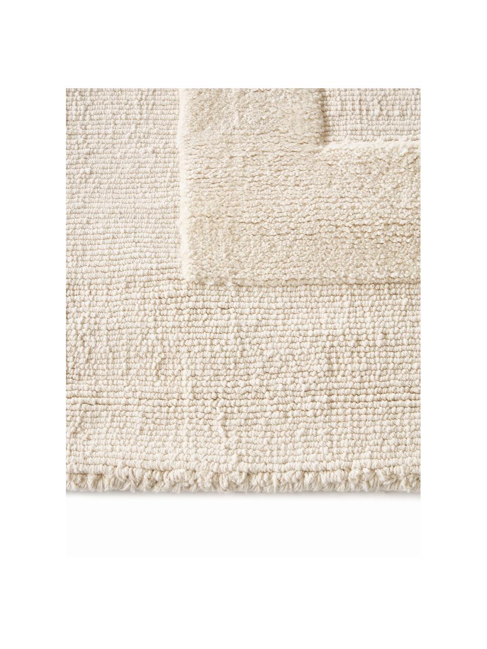 Tappeto in cotone tessuto a mano con struttura alta-bassa Dania, 100% cotone, Bianco crema, Larg. 200 x Lung. 300 cm (taglia L)
