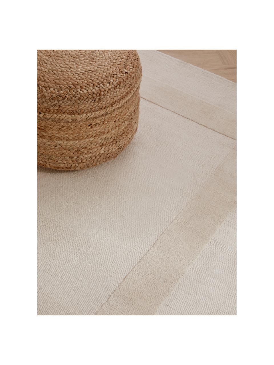 Tappeto in cotone tessuto a mano con motivo a rilievo Dania, 100% cotone, Bianco crema, Larg. 200 x Lung. 300 cm (taglia L)