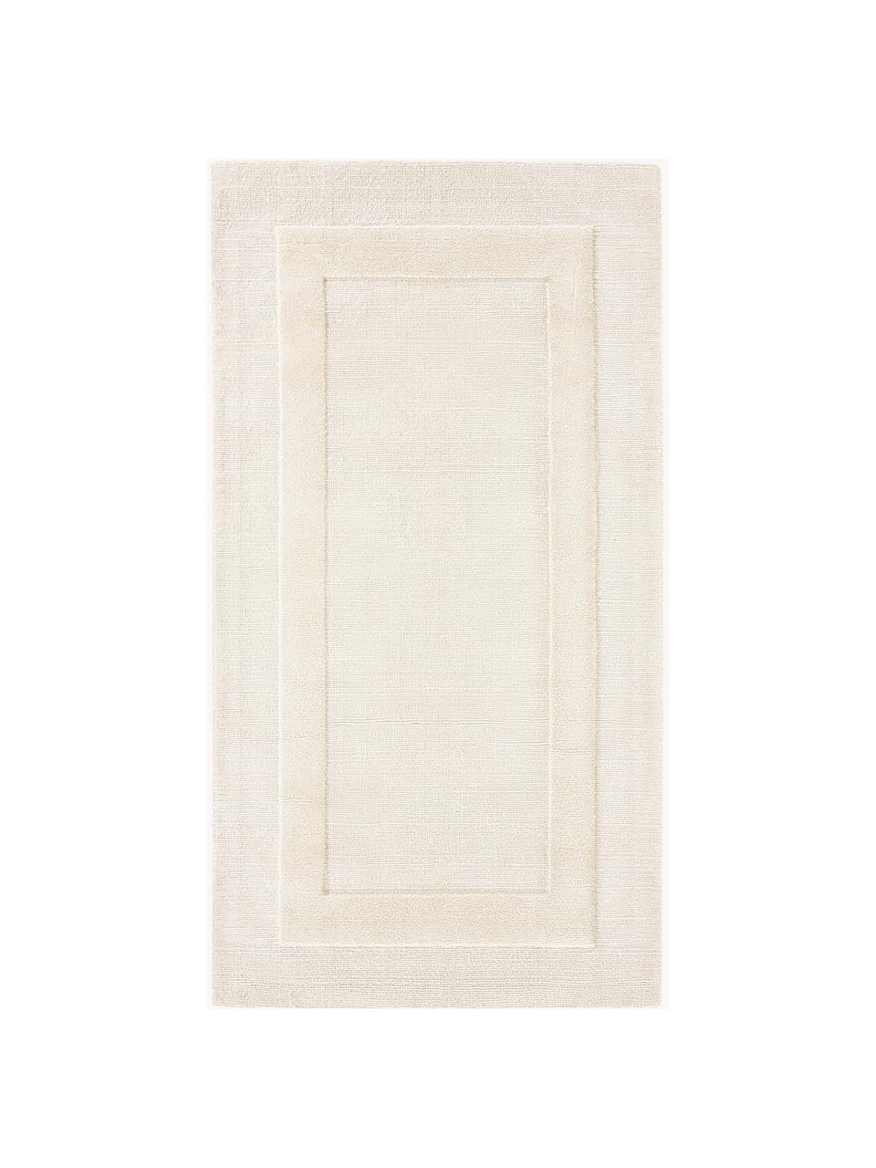 Tappeto in cotone tessuto a mano con motivo in rilievo Dania, 100% cotone certificato GRS, Bianco crema, Larg. 200 x Lung. 300 cm (taglia L)
