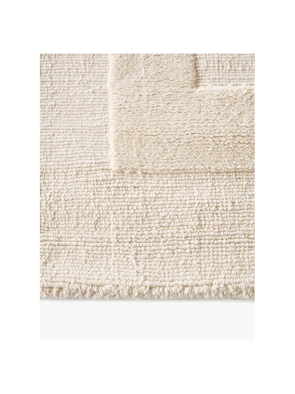 Alfombra artesanal de algodón texturizada Dania, 100% algodón con certificado GRS, Blanco crema, An 200 x L 300 cm (Tamaño L)