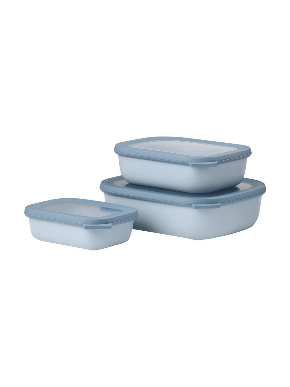Boîtes de conservation Cirqula, 3 élém., Polypropylène (PP), élastomères thermoplastiques (TPE), sans BPA, Bleu clair, Lot de différentes tailles