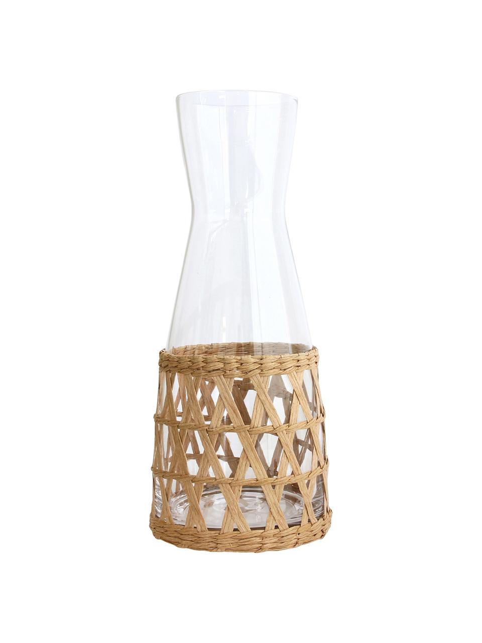 Caraffa fatta a mano con vimini decorativo Wicker, 1 L, Decorazione: vimini, Trasparente, marrone chiaro, 1 L