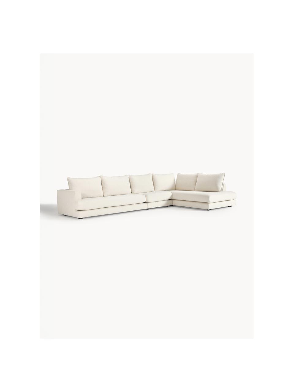 Canapé d'angle XL Tribeca, Tissu blanc crème, larg. 405 x prof. 228 cm, méridienne à gauche