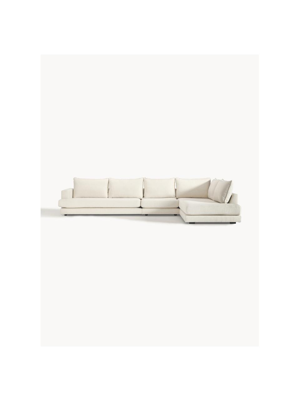 XL-Ecksofa Tribeca, Bezug: 100 % Polyester Der hochw, Gestell: Massives Kiefernholz, FSC, Füße: Massives Buchenholz, lack, Webstoff Cremeweiß, B 405 x T 228 cm, Eckteil links