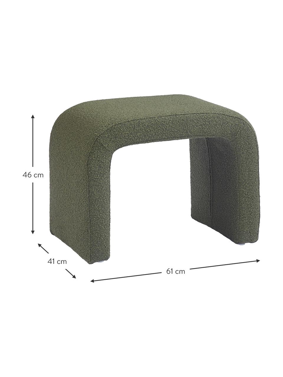 Tabouret en tissu bouclé Penelope, Tissu bouclé vert, larg. 61 x haut. 46 cm