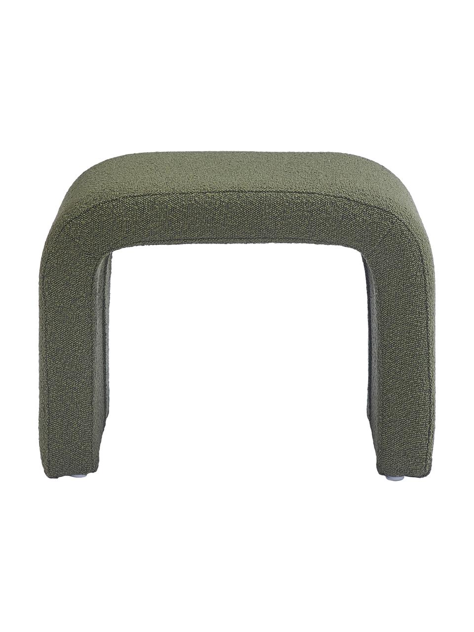 Sgabello in tessuto bouclé Penelope, Rivestimento: bouclé (100% poliestere) , Struttura: metallo compensato, Tessuto bouclé verde, Larg. 61 x Alt. 46 cm