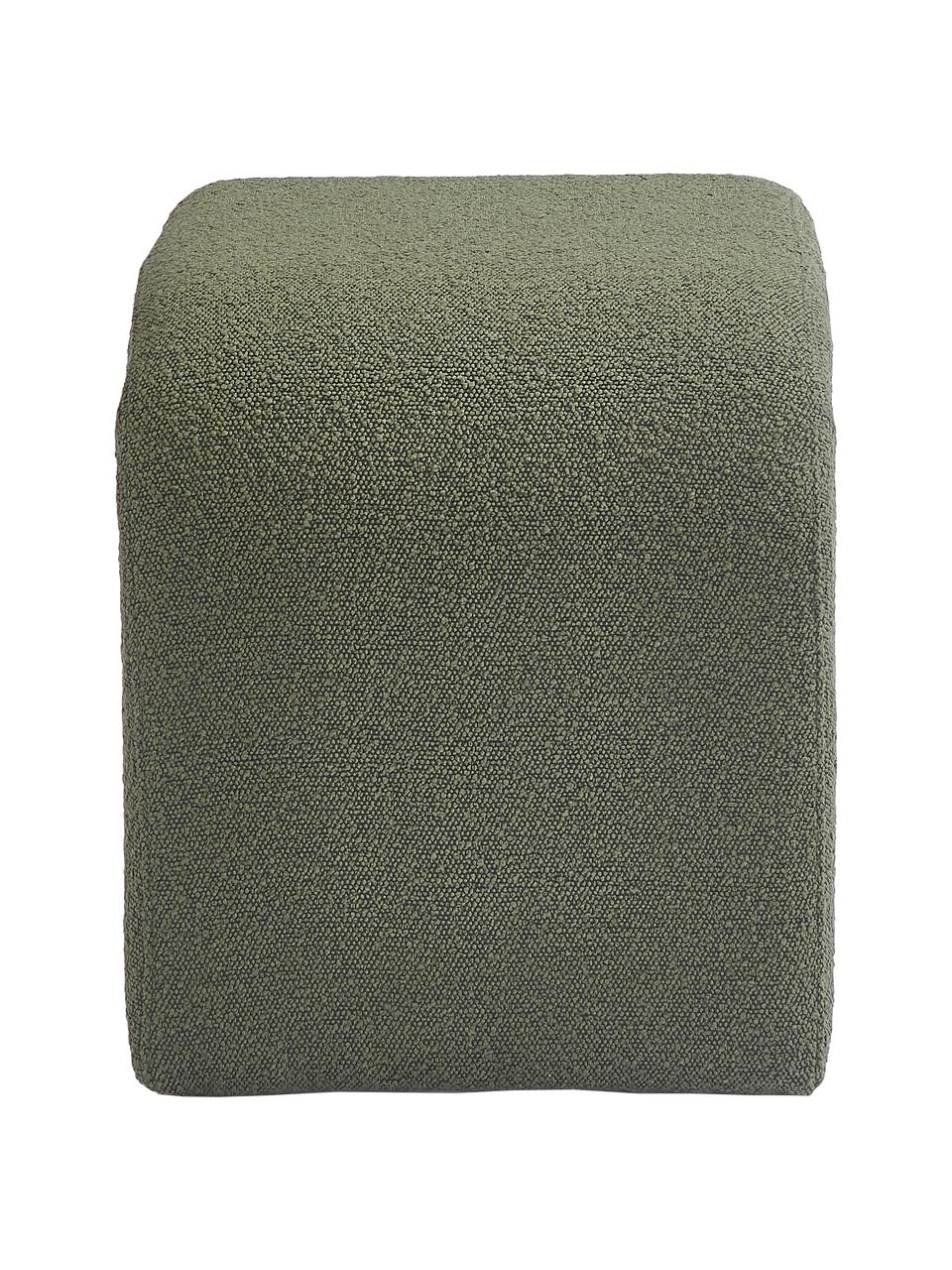 Sgabello in tessuto bouclé Penelope, Rivestimento: bouclé (100% poliestere) , Struttura: metallo compensato, Tessuto bouclé verde, Larg. 61 x Alt. 46 cm