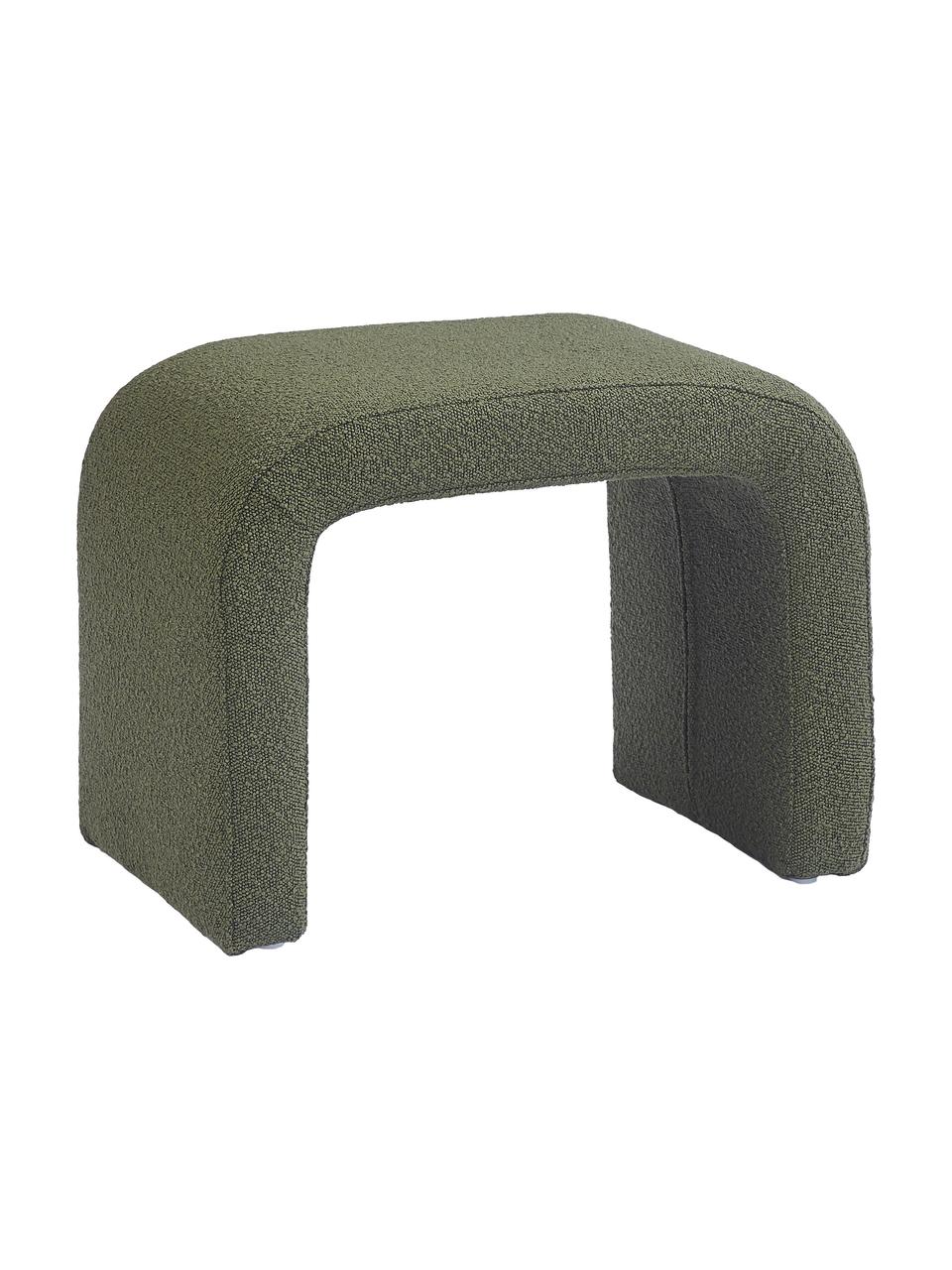 Bouclé-Hocker Penelope, Bezug: Bouclé (100 % Polyester) , Gestell: Metall, Sperrholz, Bouclé Grün, B 61 x H 46 cm