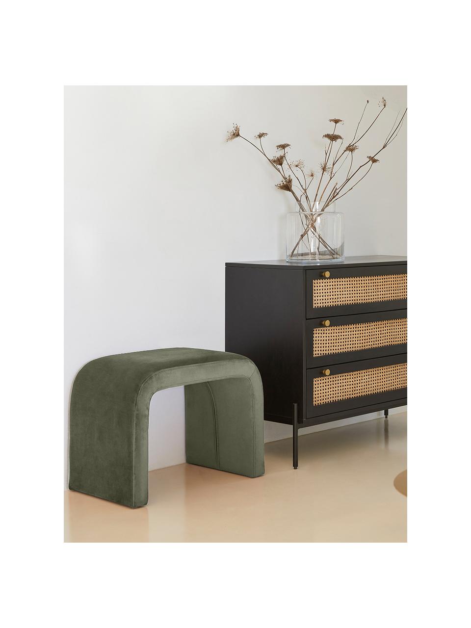 Bouclé-Hocker Penelope, Bezug: Bouclé (100 % Polyester) , Gestell: Metall, Sperrholz, Bouclé Grün, B 61 x H 46 cm