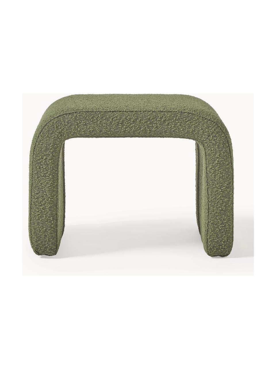 Tabouret en tissu bouclé Penelope, Tissu bouclé vert, larg. 61 x haut. 46 cm