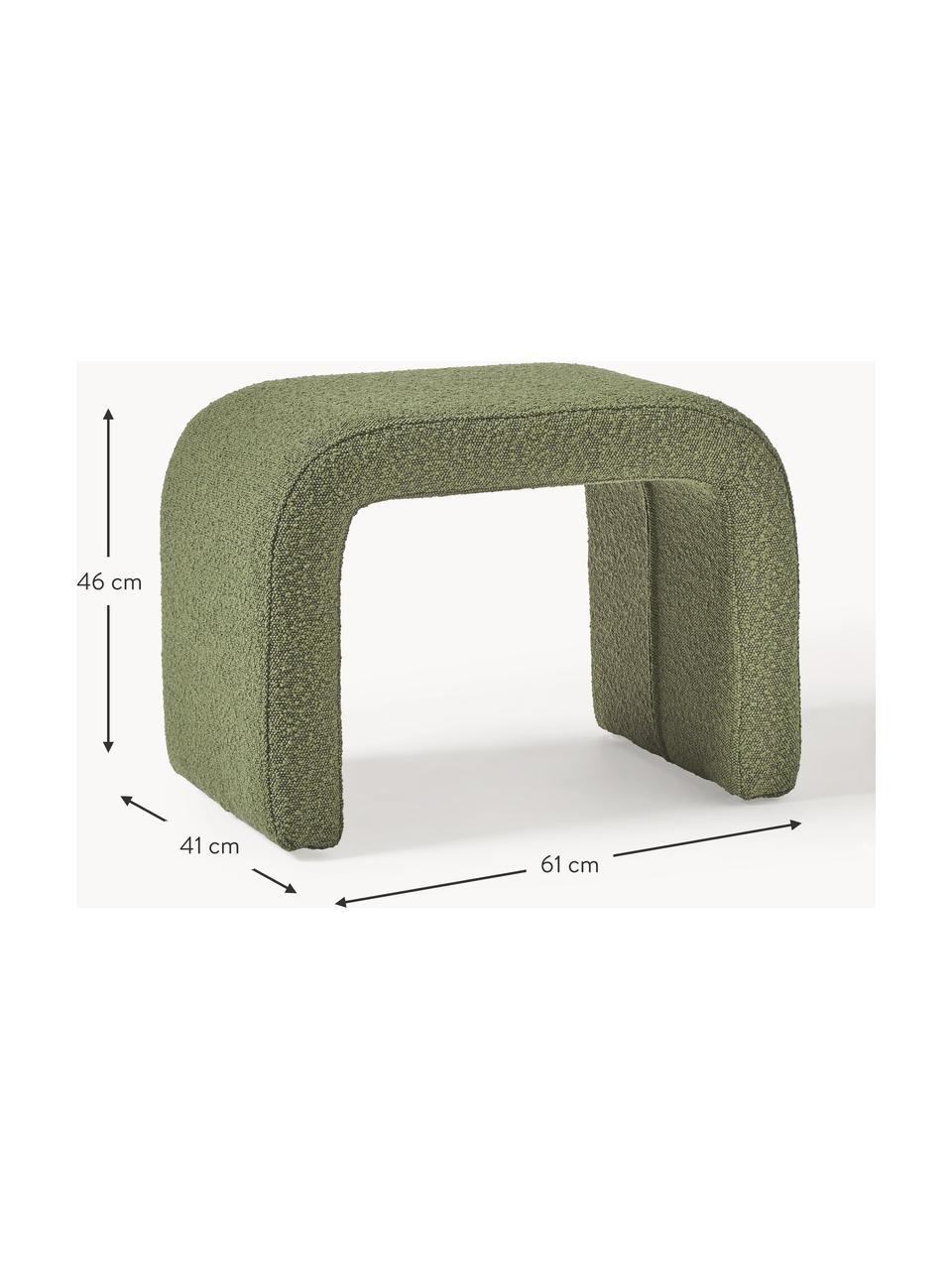 Taburete en tejido bouclé Penelope, Tapizado: tejido bouclé (100% polié, Estructura: metal, madera contrachapa, Bouclé verde oscuro, An 61 x Al 46 cm