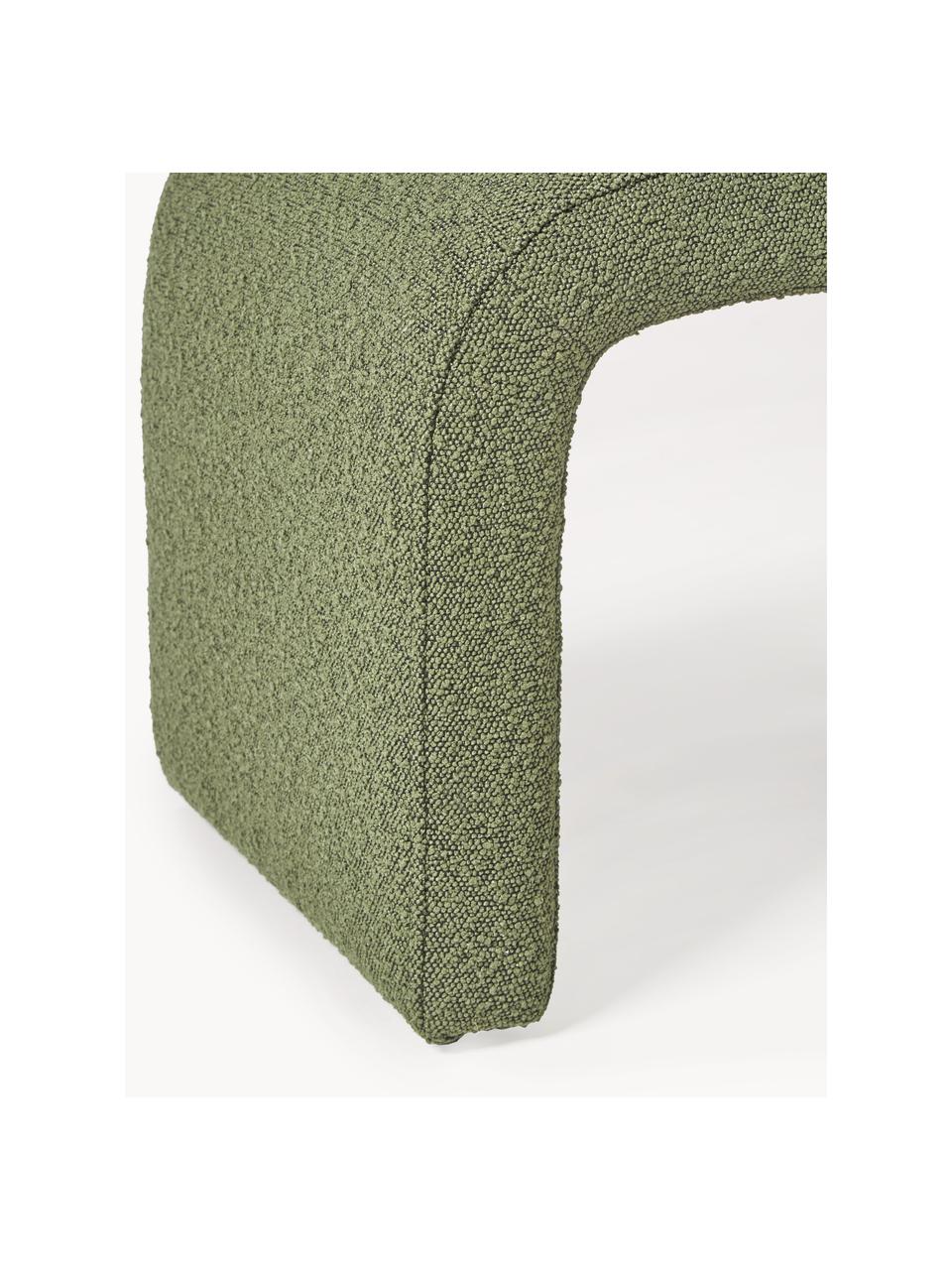 Taburete en tejido bouclé Penelope, Tapizado: tejido bouclé (100% polié, Estructura: metal, madera contrachapa, Bouclé verde oscuro, An 61 x Al 46 cm