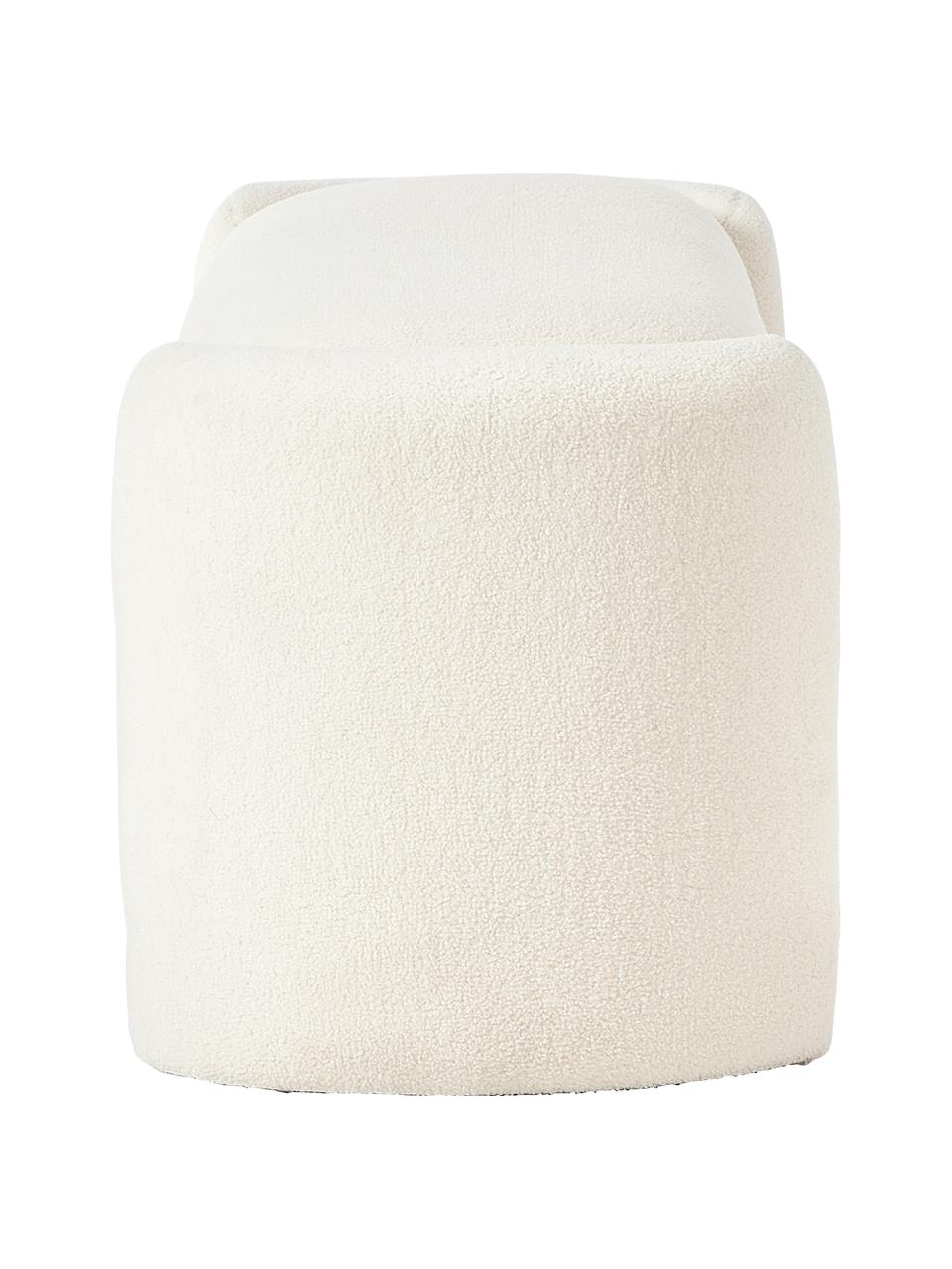 Banc en peluche avec rangement Benji, Tissu bouclé blanc crème, larg. 140 x haut. 50 cm