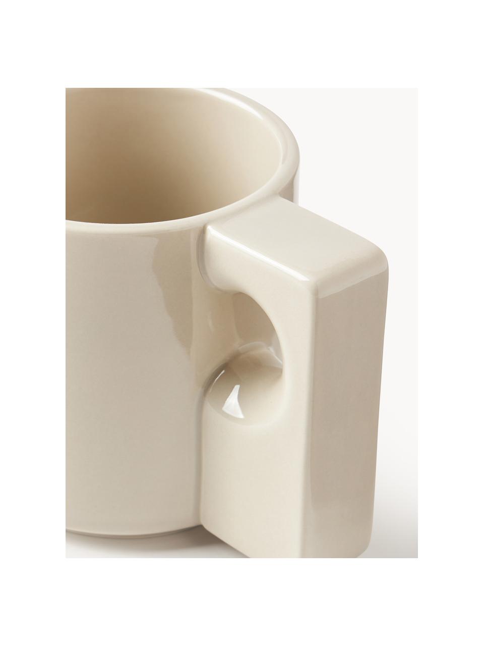 Tasses en porcelaine Aiko, 2 pièces, Porcelaine, Blanc cassé, Ø 9 x haut. 9 cm, 320 ml