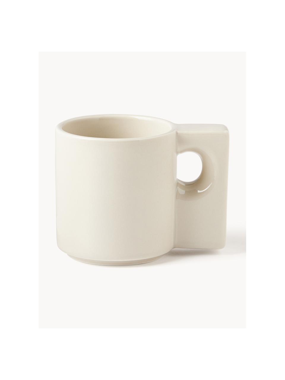 Tasses en porcelaine Aiko, 2 pièces, Porcelaine, Blanc cassé, Ø 9 x haut. 9 cm, 320 ml